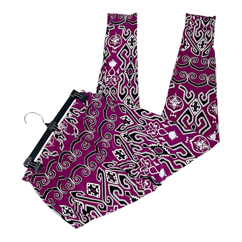 Ashley Stewart Pants Size 14/16 Bold Pink Geometric Print Elastic Waist Stretch - Picture 2 of 9